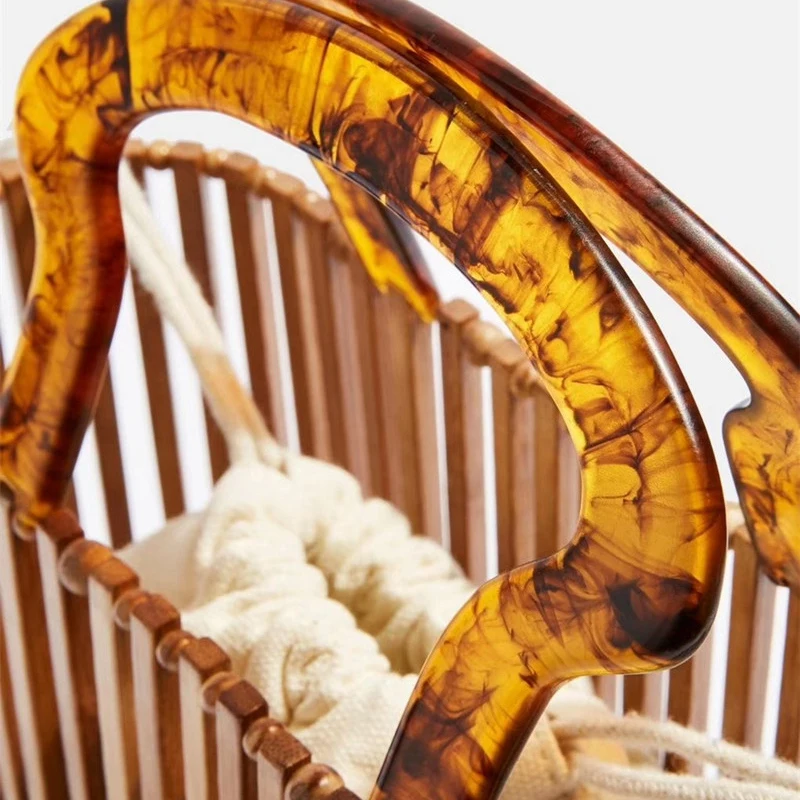 Tanie Moda damska torebki projektant akrylowy uchwyt pleciona torba bambusowa torba szwy torba z wycięciami Clutch Bali Beach Holiday torebka