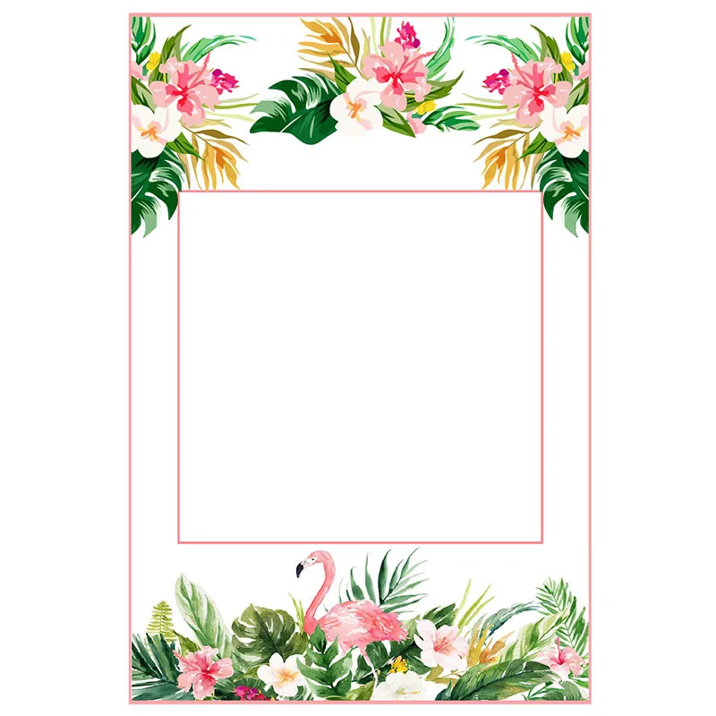 Chicinlife Flamingo Flowers Plant Photo Booth Frame Hawaii Wedding Birthday Summer Party Decoration Paper Photobooth Props | Дом и сад