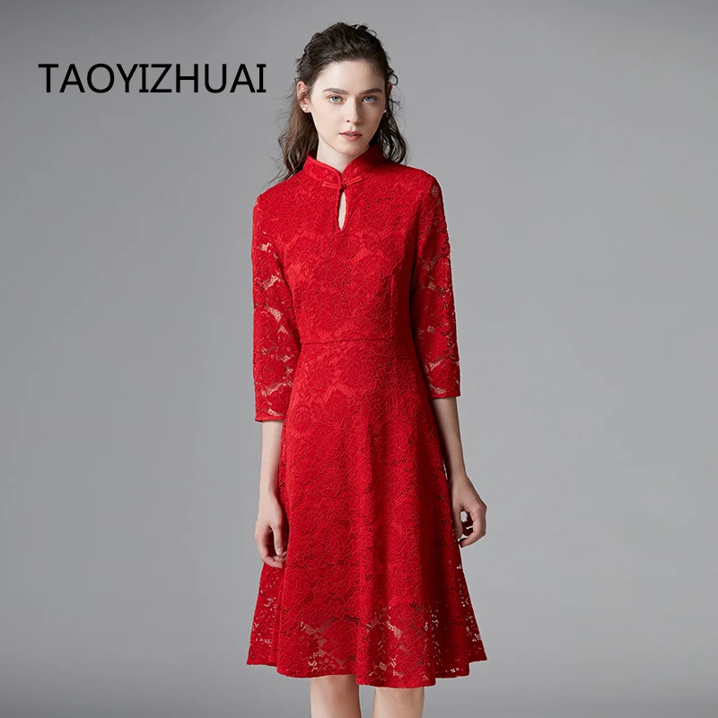 Платье-Ципао Taoyizhuai в китайском стиле улучшенная одежда для весны и осени