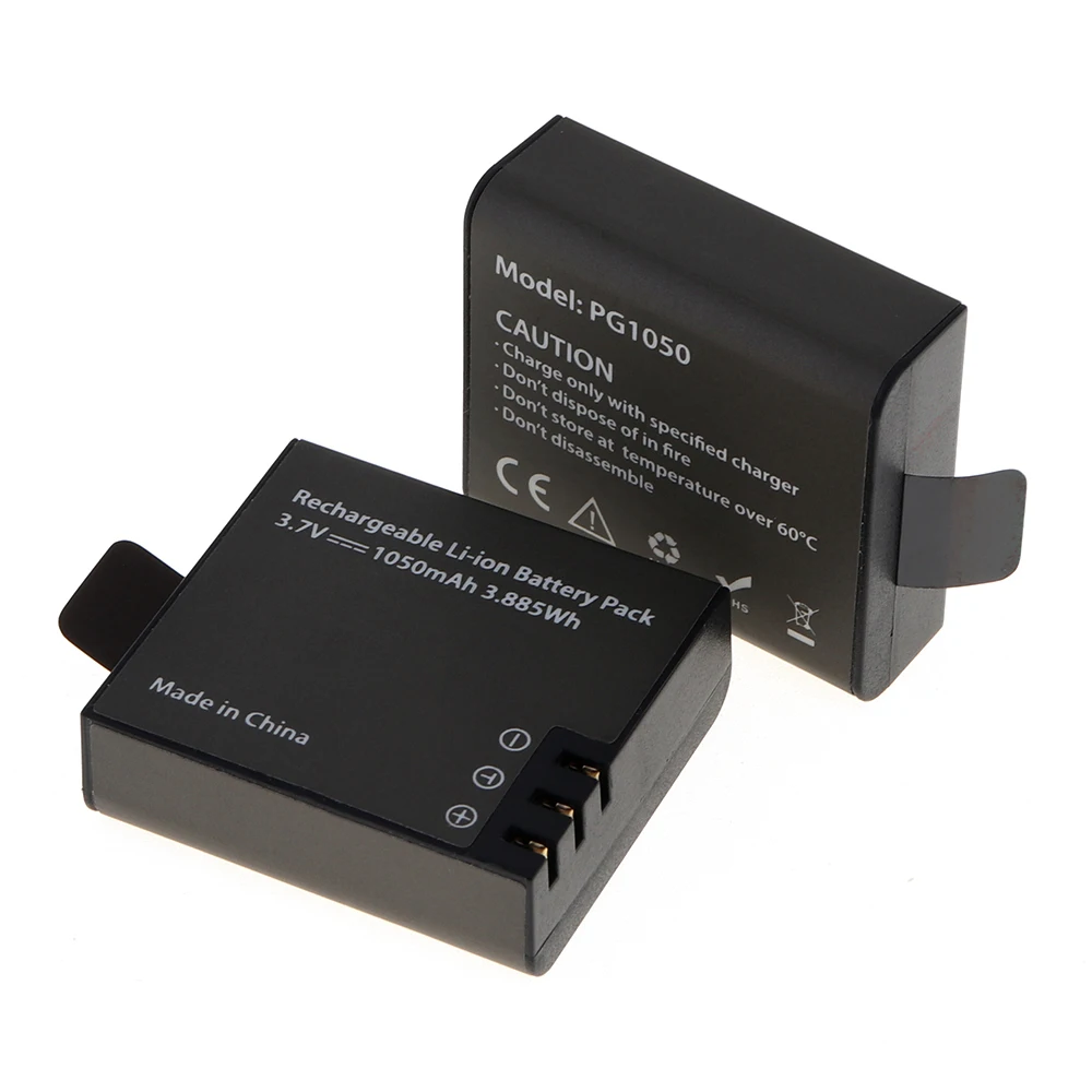 4k Action Eken H6s Battery EKEN 2pcs/set PG 1050mAh Battery For