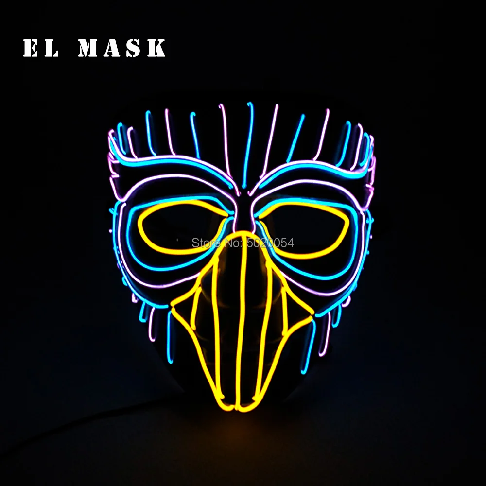 Новое поступление ужас Led Хэллоуин маска EL провода страшная маска для лица светодиодная неоновая маска для вечерние пасхальные карнавальные ночной клуб бар - Color: Design-I