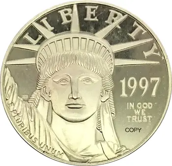 

United States of America 100 Dollars American Platinum Eagle Bullion Coinage 1997 Brass Metal or Plated Silver Copy Coin