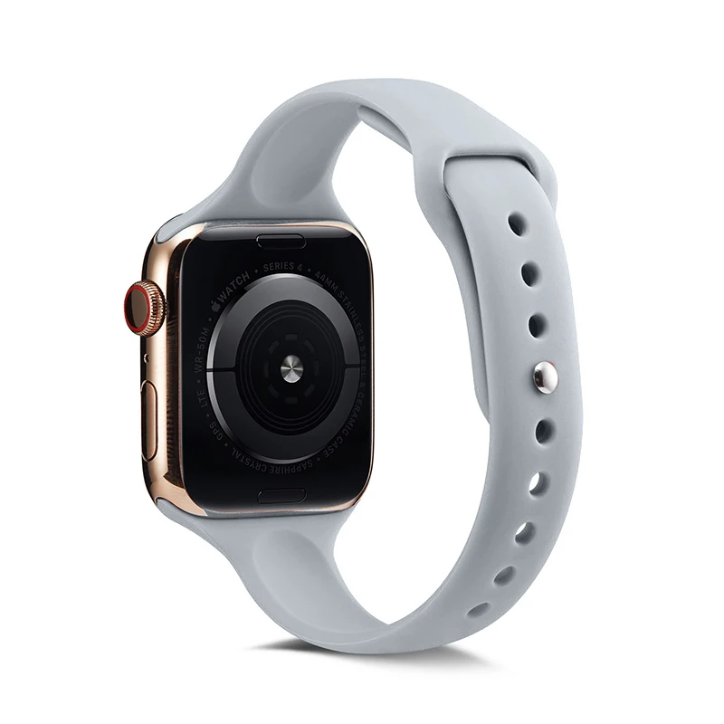 Ремешок для часов Apple Watch 38 мм 42 мм 44 мм 40 мм IWatch 4 3 2 1 спортивный силиконовый ремешок тонкий браслет аксессуары для часов - Цвет ремешка: Grey