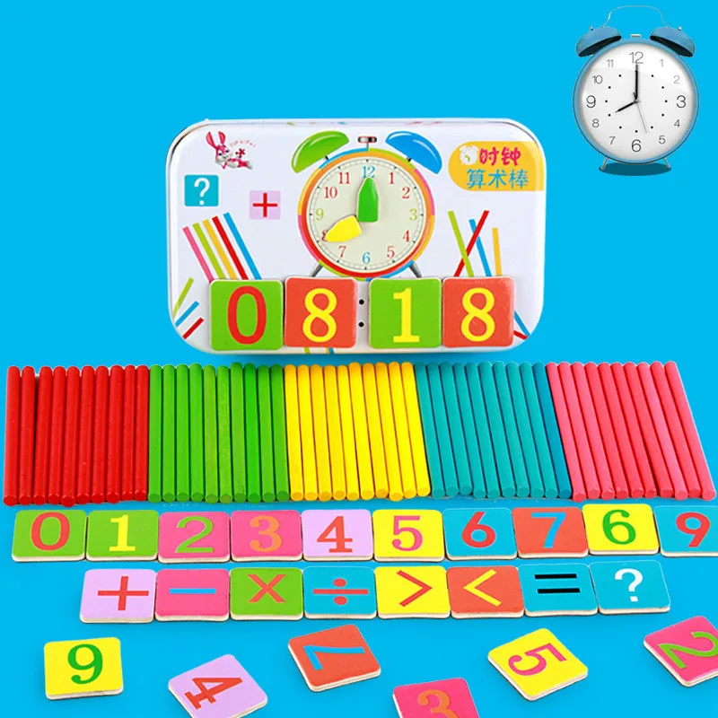 

Montessori Math Toy Magnetic Iron Box Digital Clock Number Counting Toy Wooden Stick Baby Kids Learning Educational Toy Gifts