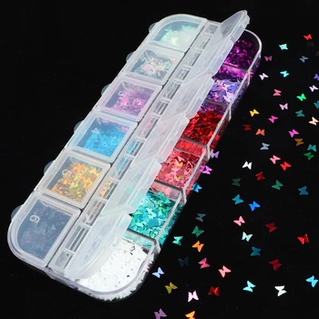 

Holographic Butterfly Nail Glitter Micro Laser Flakes 3D Silver Gold Sequins Polish Decor for Nail Art Accessories