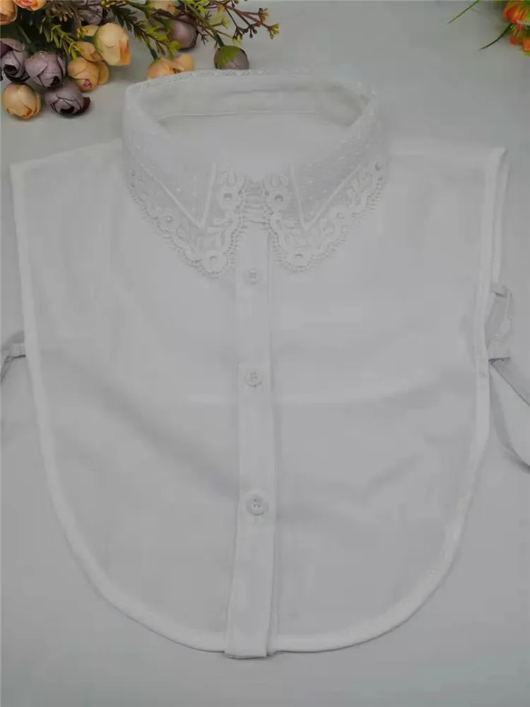 Women fake Collar Женский кардиган, пуговица, свитер, рубашка, Поддельный Воротник, вышивка, выдалбливают кружева, хлопок, ложный съемный воротник, шифоновая блузка, топы - Цвет: Women fake Collar