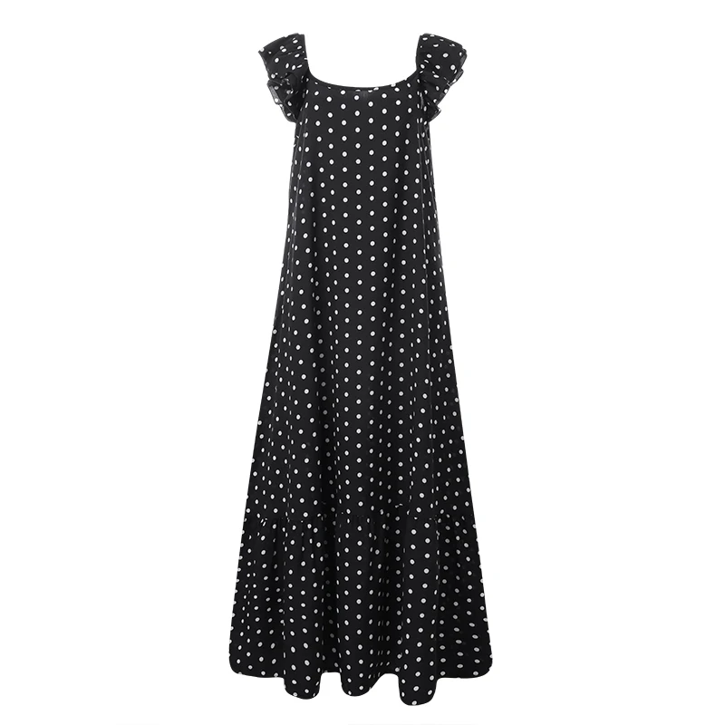 ZANZEA летний сарафан женское богемное Платье макси с принтом в горошек повседневное женское платье без рукавов длинное платье с оборками Vestidos 5XL