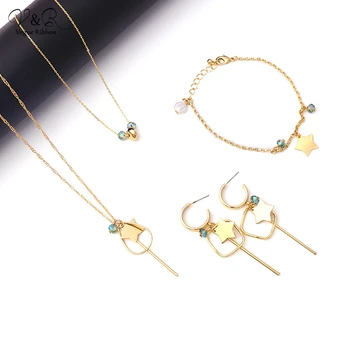 

2020 Newest DIY Jewelry Package Making Naecklace And Earring Set With Pearl Star Beads Gold Jewellery Set Ladies Necklace Set