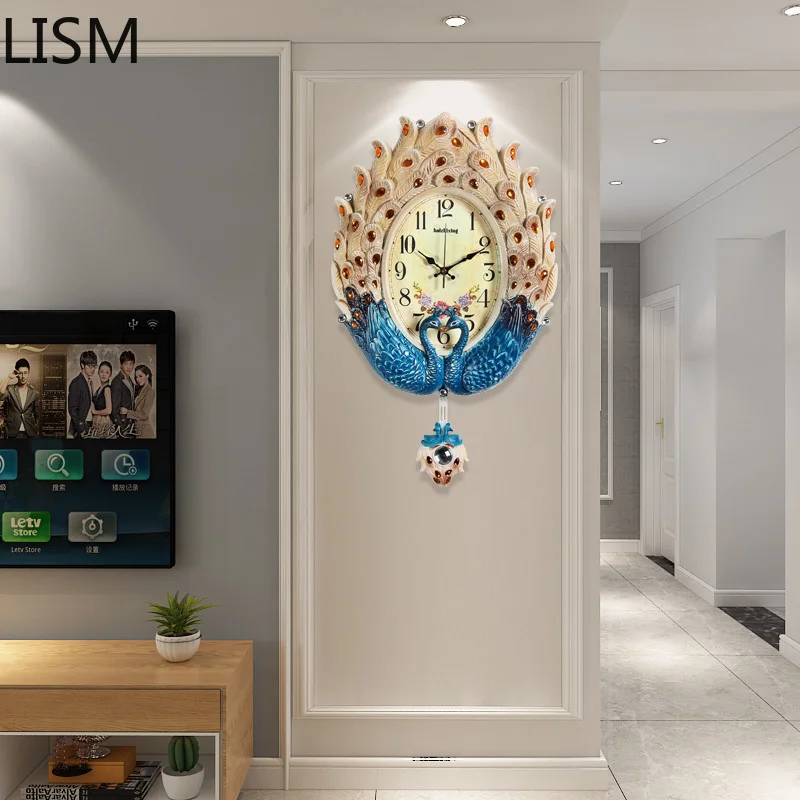 

Modern Wall Clock Peacock Silent Pendulum Wall Clock Vintage Nordicwall Clock Living Room Modern Design Reloj De Pared Grande