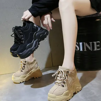 

Tleni Increased women's shoes 2019 autumn new sports shoes thick platform shoes shoes wild student casual running shoes ZW-73