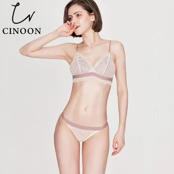 

CINOON Hot-selling Sexy Lace French Briette Seamless Lingerie No Steel Ring 3/4 Cup Ultra-thin Bra Set Comfortable Bra Underwear