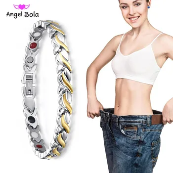 

Weight Lose Men Women Magnetic Health Bracelet Titanium Steel Power Therapy 4in1 Magnets Negative Ions Germanium Bangles
