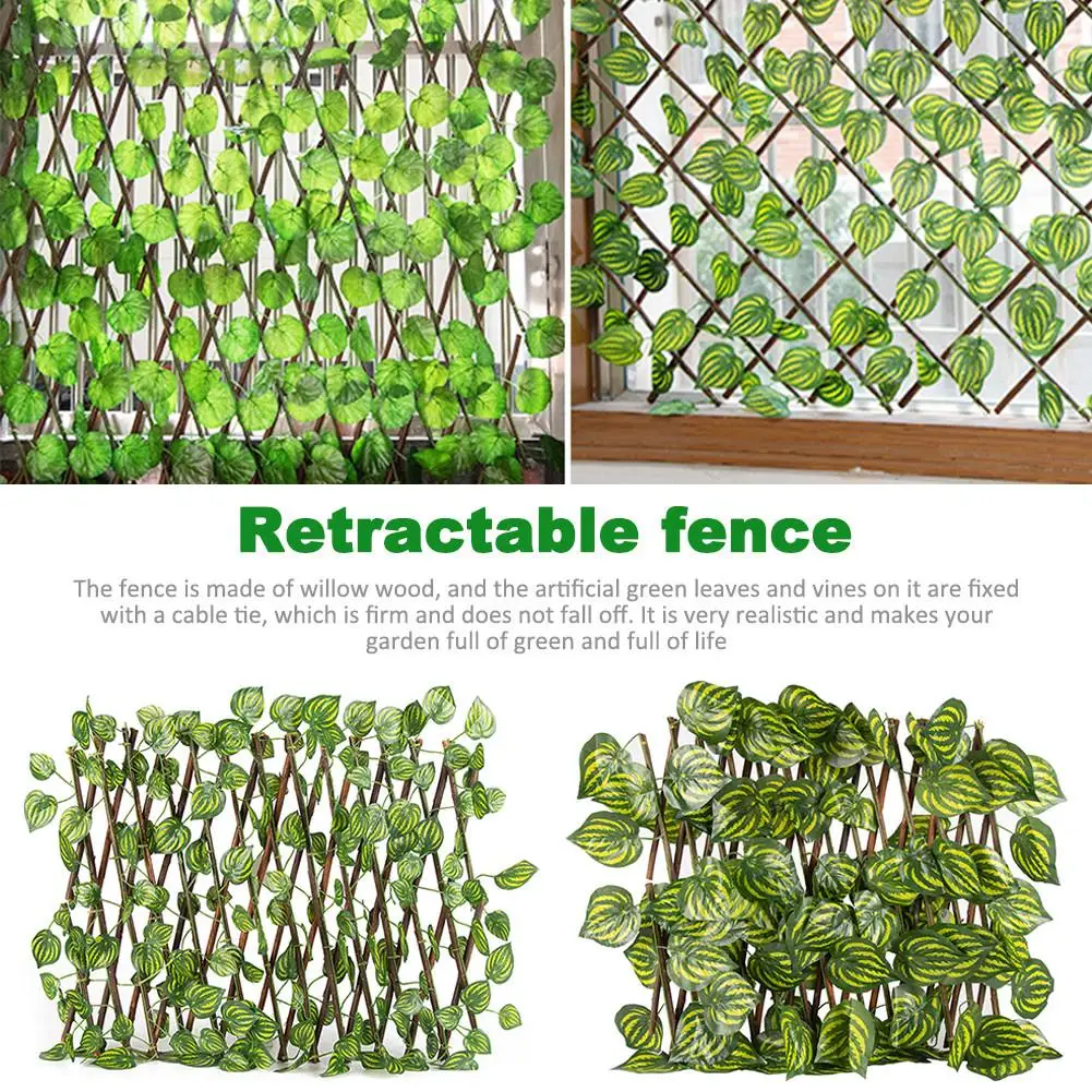 

Privacy Fence Retractable Fence Telescopic Artificial Ivy Vine Fence Hedge Plant Privacy Screen Decor For Bar Shop Garden Fence