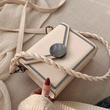 

Vintage Square Crossbody Bag 2020 Fashion New High quality PU Leather Women's Designer Handbag Lock Shoulder Messenger Bag