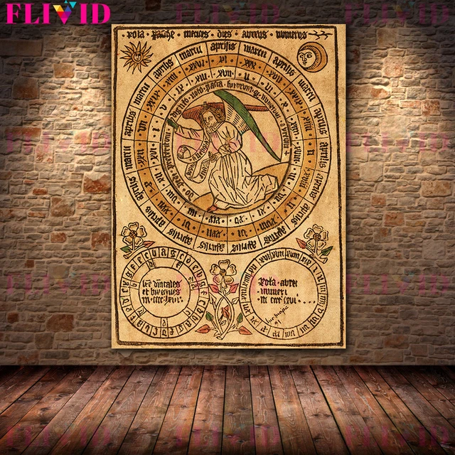 Ancient Alchemie Hexerei Amulett Talisman Wicca Wall Art Canvas Painting Abstract Witch Achemy Poster And Print Decor Unframed A