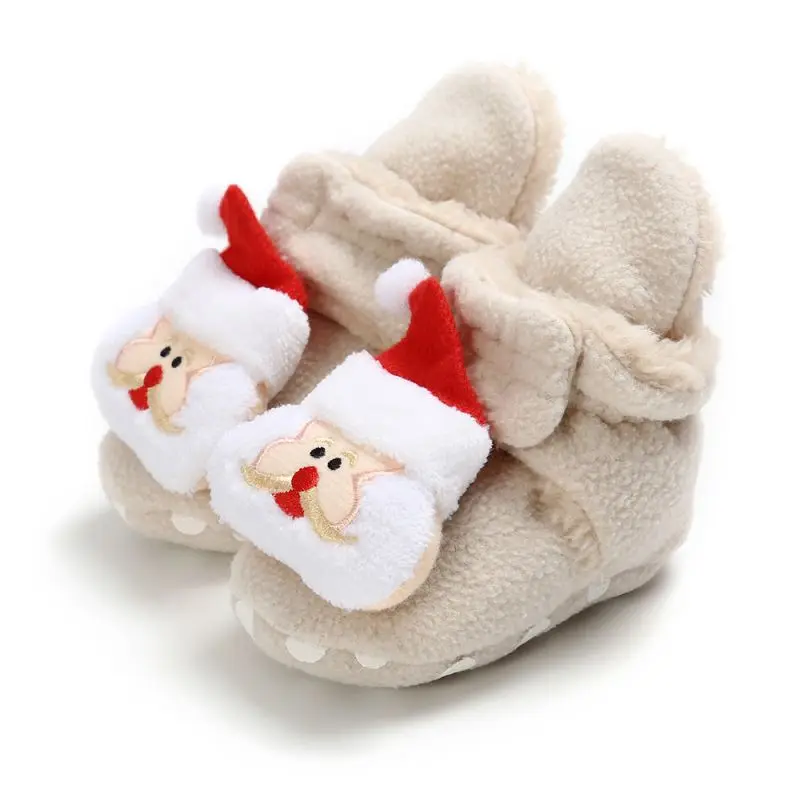 Осенне-зимняя обувь для маленьких мальчиков и девочек милые теплые Носки с рисунком Санта-Клауса в рождественском стиле с маленькими