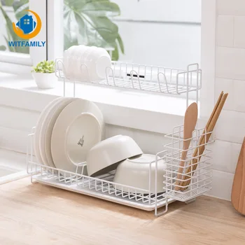 

Double Tableware Drain Rack Kitchen Organizer Dishes Chopsticks Storage Racks Cutlery Holder Plate Cup Basket Sink Drying Shelf