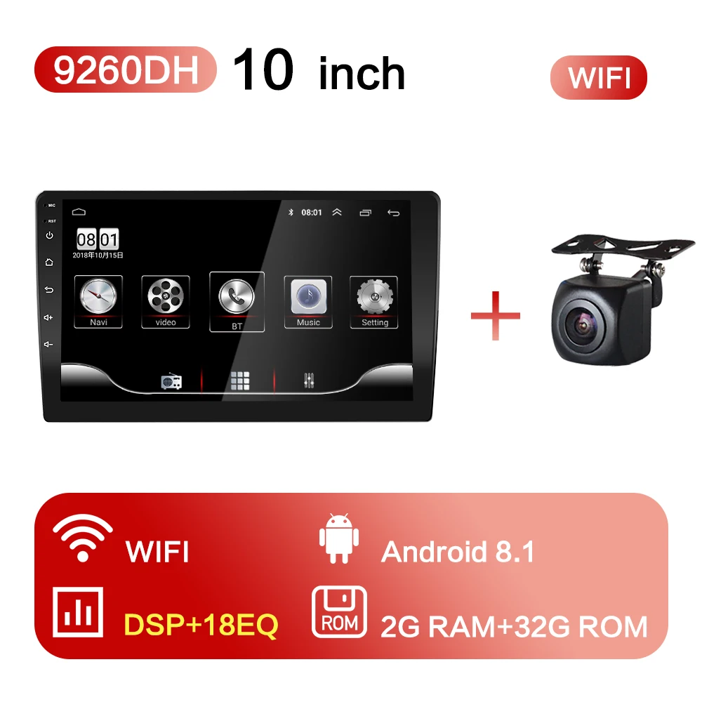 Универсальный 9/10. 1 дюймов 2G ram Android 8,1 Автомобильный мультимедийный авто радио 2Din Авторадио Gps центральный Fm для Suzuki Renault Nissan - Цвет: RAM 2G 10inch-AHD