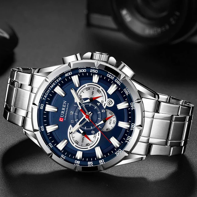 Curren Men’s Watches Top Brand Luxury Chronograph Quartz Men Watch Waterproof Sport Wrist Watch Men Stainless Steel Male Clock 2