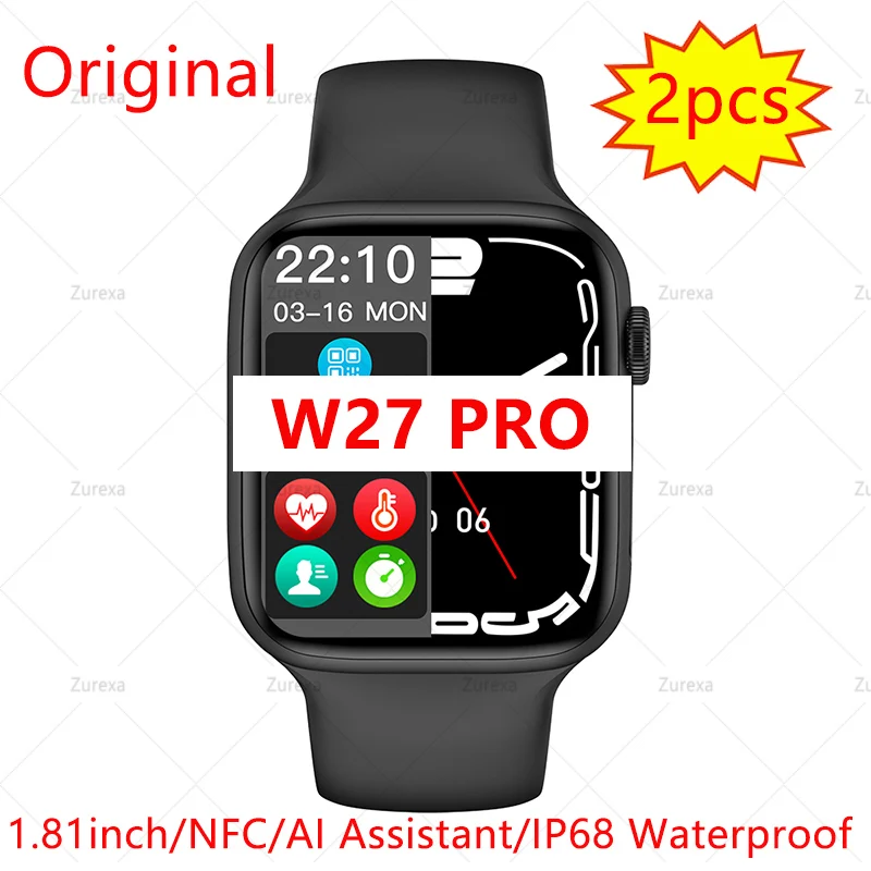Мужские и женские умные часы Iwo W27 Pro водонепроницаемые Смарт-часы с NFC 2 шт. 2022