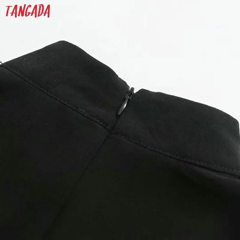 Tangada, женское элегантное черное платье миди, с молнией сзади, с высоким воротом, с длинным рукавом, винтажный стиль, для офиса, для леди, для работы, платье, vestidos 4M135