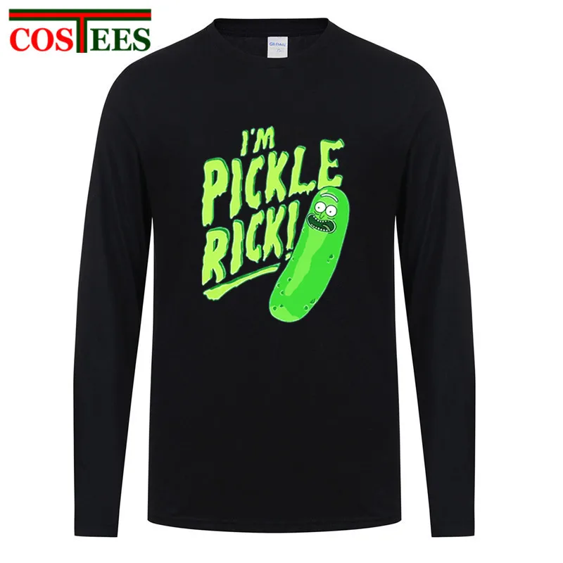 

Casual I'm pickle rick T Shirt Rick and Morty Tshirt Man full sleeve Custom MEn T-shirt Camisetas Big Size rick y morti monsta x