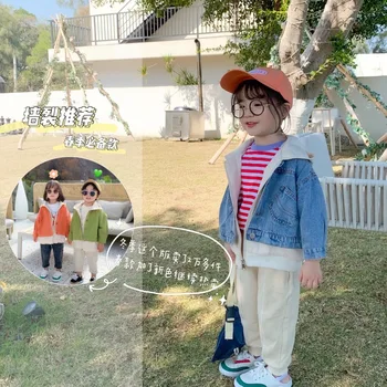 

2020 spring new boys girls Fleece jeans coat children Korean fashion Jackets