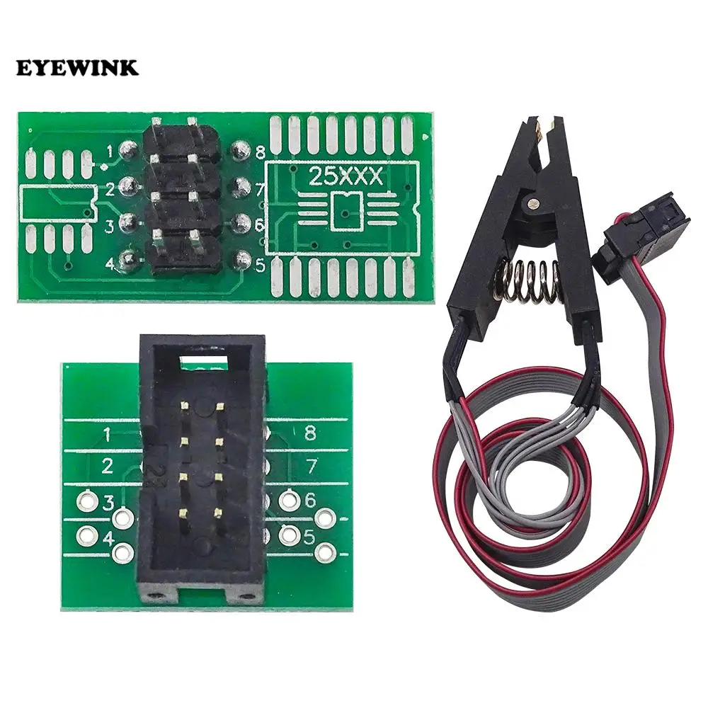 10Pcs SOIC8 SOP8 Flash Chip IC Test Clips Socket Adpter BIOS/24/25/93 Programmer+2 adapters | Электронные компоненты и