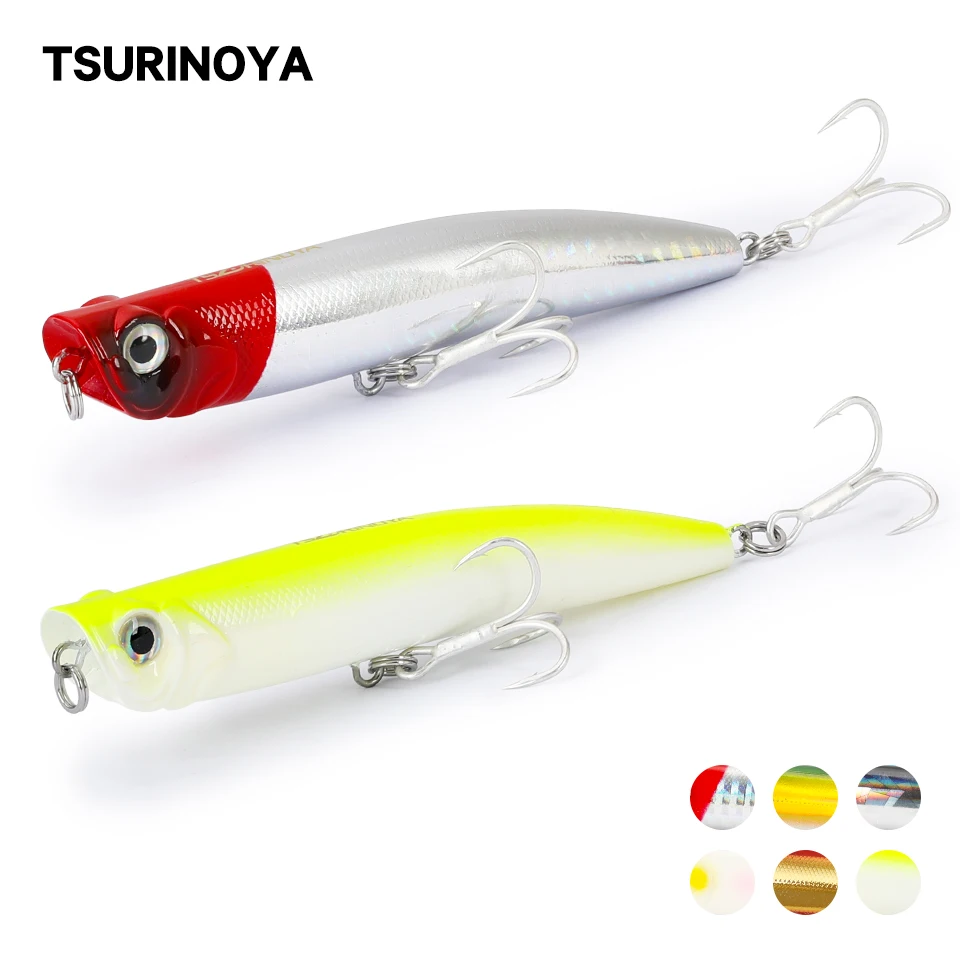 TSURINOYA 6PCS Floating Popper Pencil Hard Fishing Lures DW17 90mm 10g Topwater Wobblers Stickbait Saltwater Swimbait | Спорт и