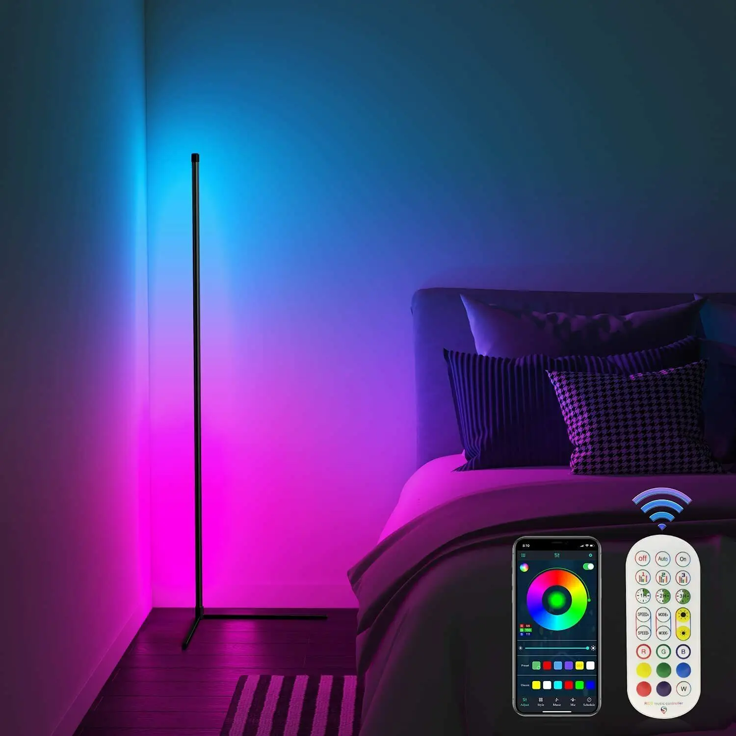 Угловой Торшер для гостиной с регулируемой яркостью, RGB, Современное ...