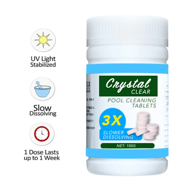 100 Tablets/bottle Swimming Pool Cleaning Tablet Multifunctional Pool Hot Tub Water Cleaning Purifier Disinfectant
