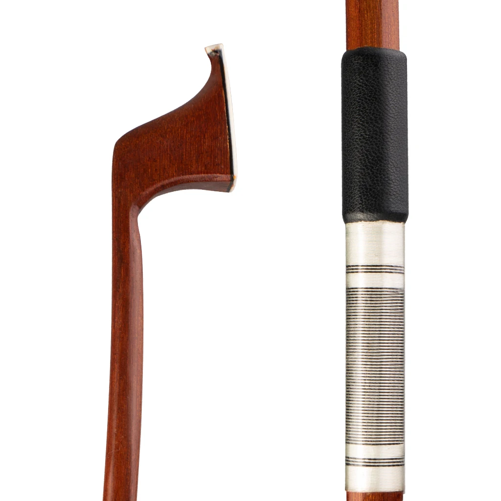 

Unfinished Brazilwood Violin Bow Stick Wood Stick W/ Sheepskin Grip Black And Silver Wire Winding For DIY 4/4 Violin Bow