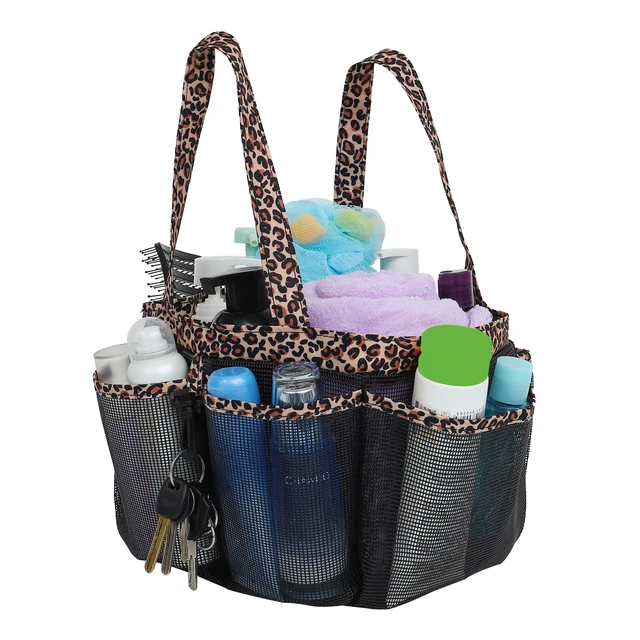 Mesh Shower Caddy Bag, Portable Basket Organizer with Key Hook for