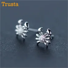 Trusta стерлингового серебра 925 женские ювелирные изделия Модные милые миниатюрные 9 мм X 9 мм Краб серьги гвоздики для женщин леди дочь девушка DS255