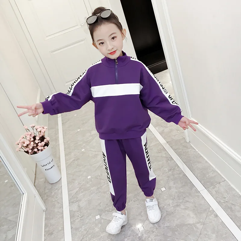 

Kids Clothes Spring Autumn 2019 Children's Sports Suits Teens Girls Casual Letter Sweatshirt and Pants Two-Piece Tracksuit