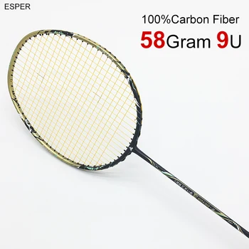 

Esper Badminton Racket 58Gram 9U Super Lightweight Graphite Carbon Fiber For Professional With String And Shuttlecocks Gifts