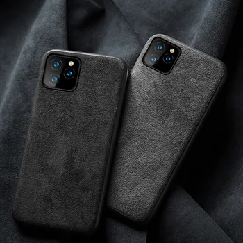 

Genuine Cow Suede Leather Phone case for iphone 11Pro 11 Pro Max X XR XS Max 6 6S 7 8 plus 5S SE 2020 360 Full protective cover