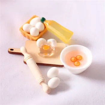 

1/12 Scale Doll House Cute Rolling Pin Egg Bowl Olive Oil Tool Model Dollhouse Miniature Doll Food Kitchen Kid Pretend Play Toys