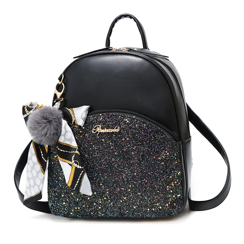 

New Korean version PU Leather Backpack For Women Leisure Zipper Shoulder Bag for Teenage Girls Knapsack Female School Backpack