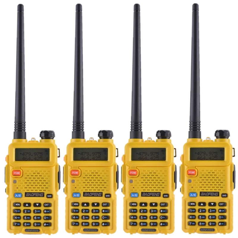 4 pieces yellow 4 шт. Baofeng UV-5R портативная рация Двухдиапазонная профессиональная 5 Вт UV 5R двухсторонняя радио Comunicador UV5R Ham HF трансивер радиостанция - Цвет: 4 pieces yellow