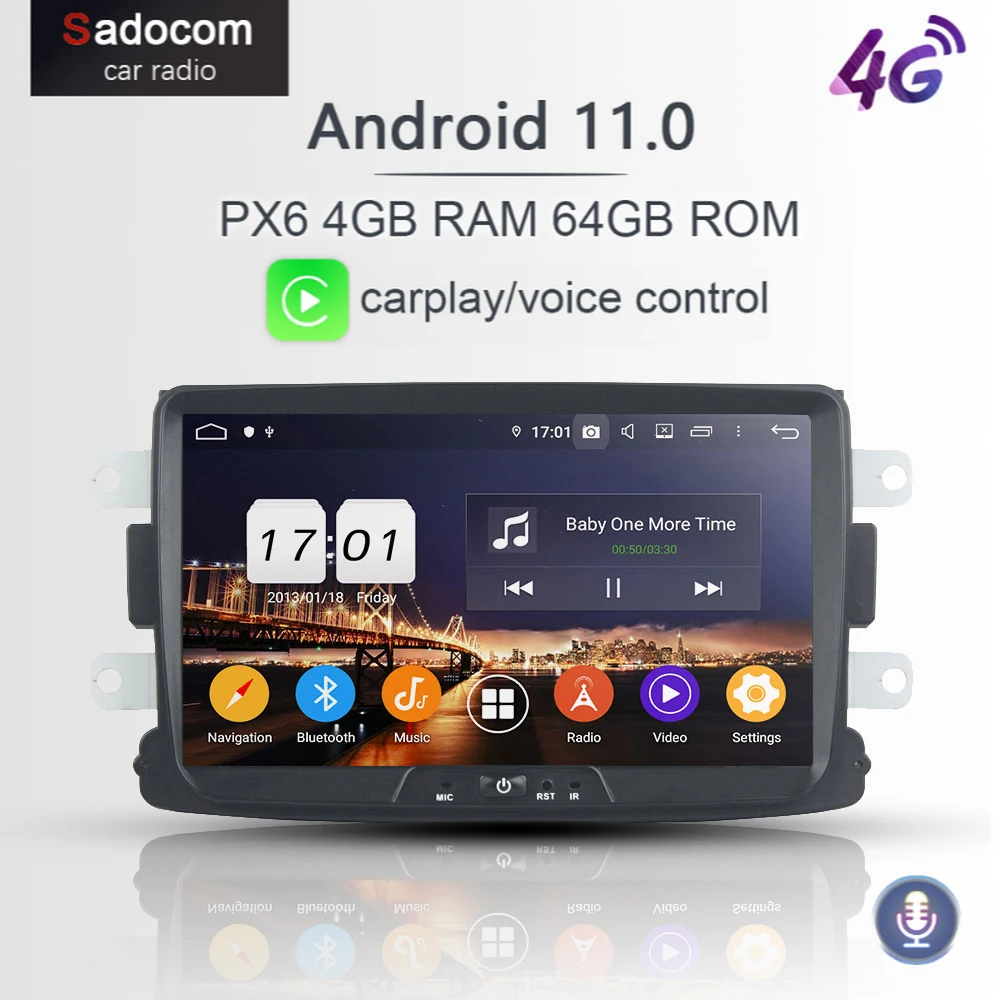 PX6 IPS 1 din Android 11 0 8 ядер 4 Гб 64 ГБ для Dacia Renault Duster Logan Sandero автомобильный DVD плеер RDS