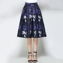 Модная женская длинная юбка с цветочным принтом, тонкая, размера плюс, повседневная, офисная, Ретро стиль, миди, плиссе, женская уличная юбка, весна-лето