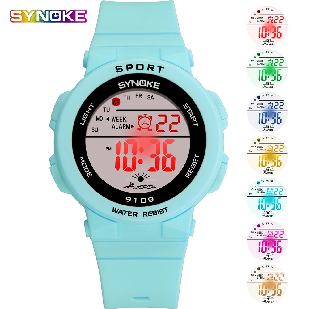 Blue Watch Женские Цифровые силиконовые часы Женские электронные часы спортивные часы секундомер часы светящиеся повседневные водонепроницаемые мужские наручные часы студенческие - Цвет: Blue Watch