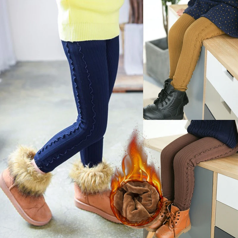 

Grils Leggings Autumn Winter Children Ruffle Pants Kids Thicken Warm Elastic Waist Cotton Leggings Girl Pants Trousers Pantalone