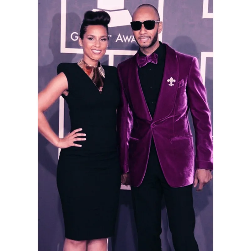 

The Latest Coat Pants Designs Velvet Purple Prom Men Suit Slim Fit Tuxedo 2 Pieces (Jacket + Pants) Custom Made Married Suits