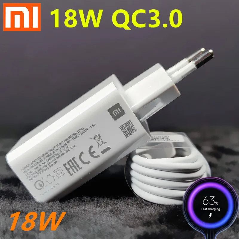 Xiaomi poco M3 Charger 18W QC3.0 Power Adapter 3A Type C Cable For Mi 9se POCO MI6 9T Redmi Note 7 8 9s K20 | Мобильные телефоны и