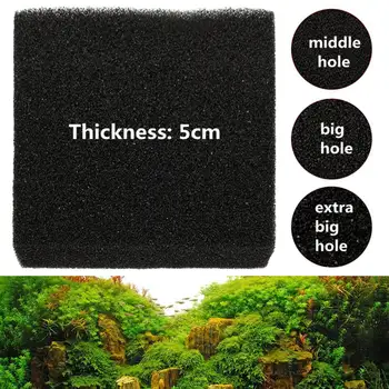 

3 Hole 50x50x5cm Practical Biochemical Cotton Sponge Aquarium Filter Fish Tank Pond Black Foam Sponge Tank Filter Accessories