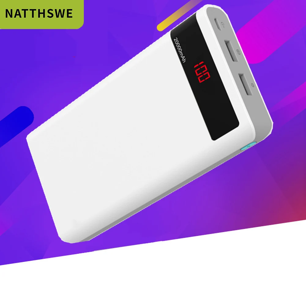 NATTHSWE, два порта usb, 20000 мА/ч, большая емкость, Мобильный Внешний аккумулятор, портативное Внешнее зарядное устройство для большинства смартфонов