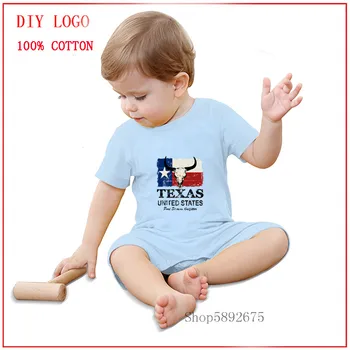 

2020 USA American Texas Bull Flag Summer Baby boy Girl short Sleeves Body Suit Clothes Baby Girl Romper cozy and breathable