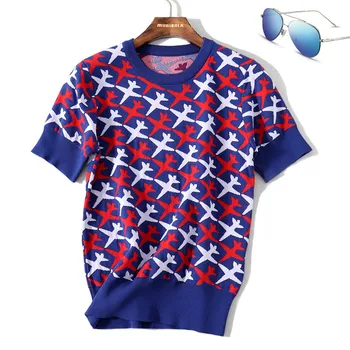 

New fine plane pattern jacquard design Paris fashion runway looks upscale knit a female UC0C649